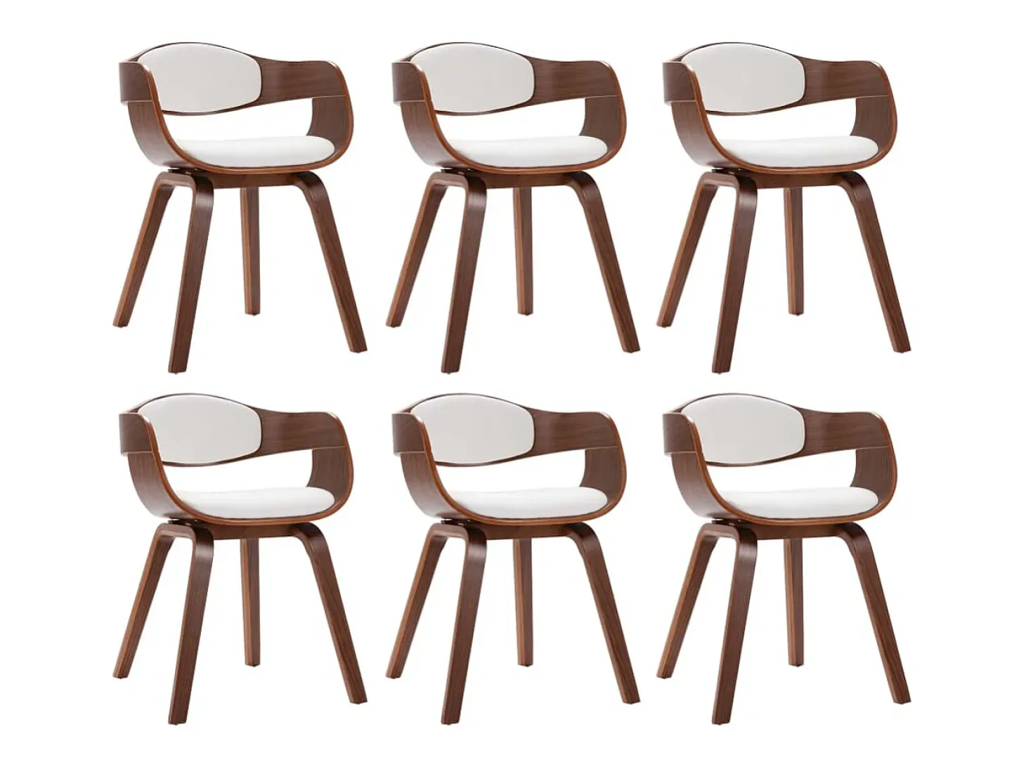 Sillas de comedor 6 unidades madera curvada y cuero sintético