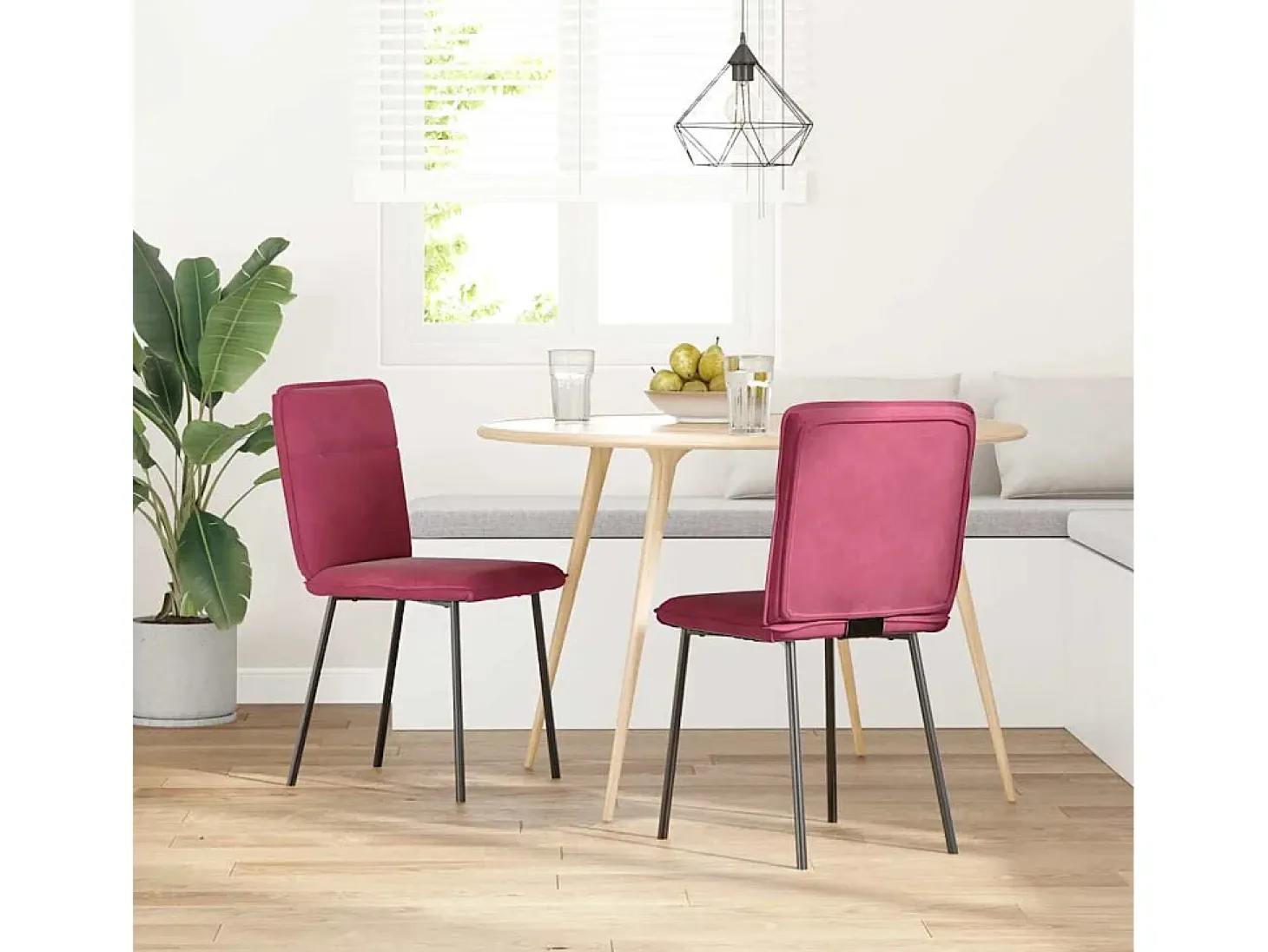 Sillas de comedor 2 unidades terciopelo rojo tinto