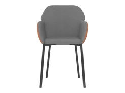Sillas de comedor 2 unidades cuero sintético y tela gris claro