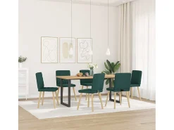 Sillas de comedor 6 unidades tela verde oscuro