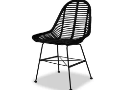 Sillas de comedor 2 unidades ratán natural negro