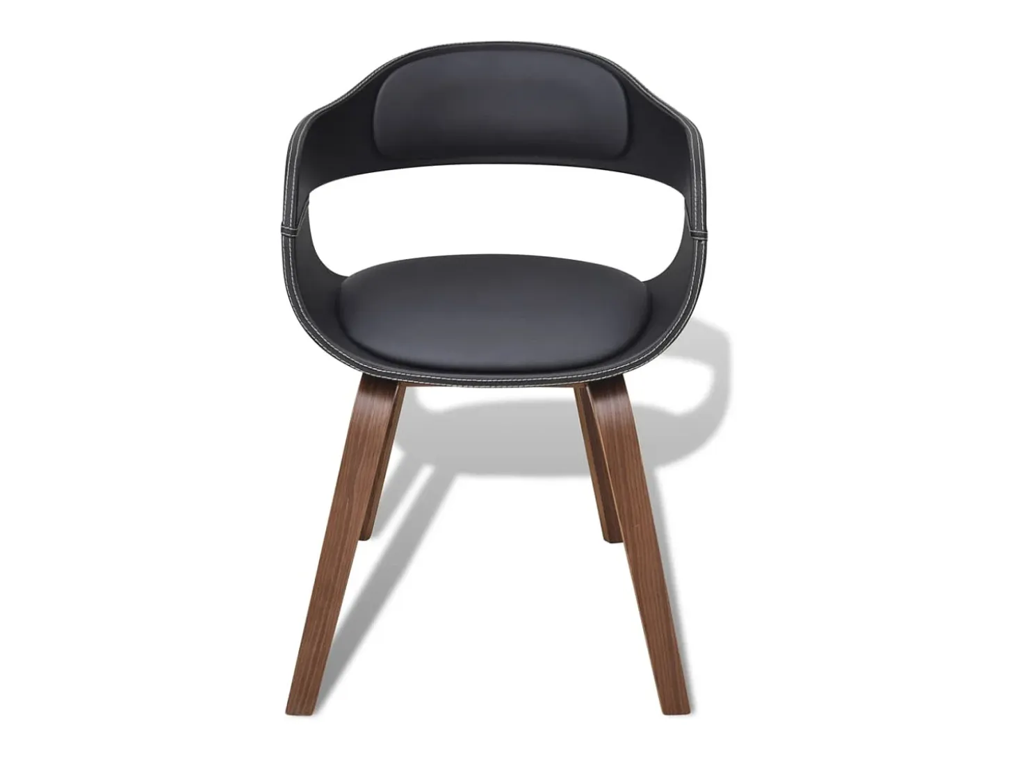 Sillas de comedor 4 unidades madera curvada cuero sintético negro