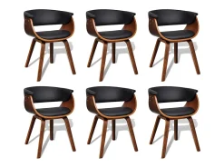 Sillas de comedor 6 unidades madera curvada y cuero sintético