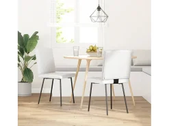 Sillas de comedor 2 unidades cuero sintético blanco