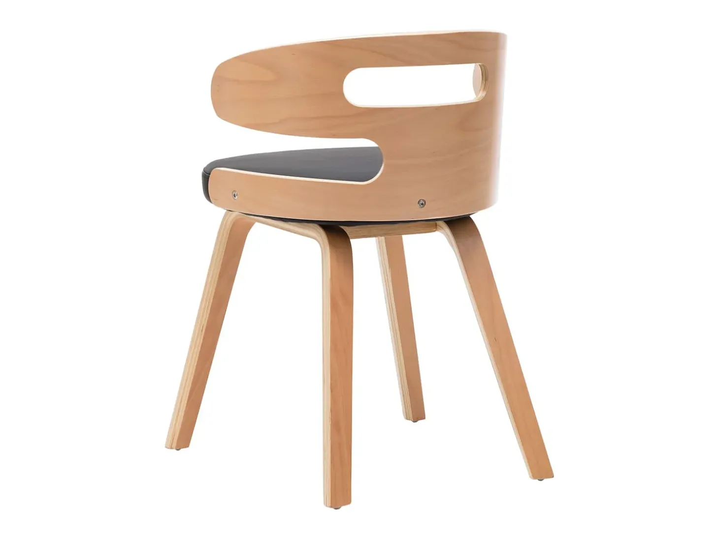 Sillas de comedor 2 unidades madera curvada y cuero sintético negro