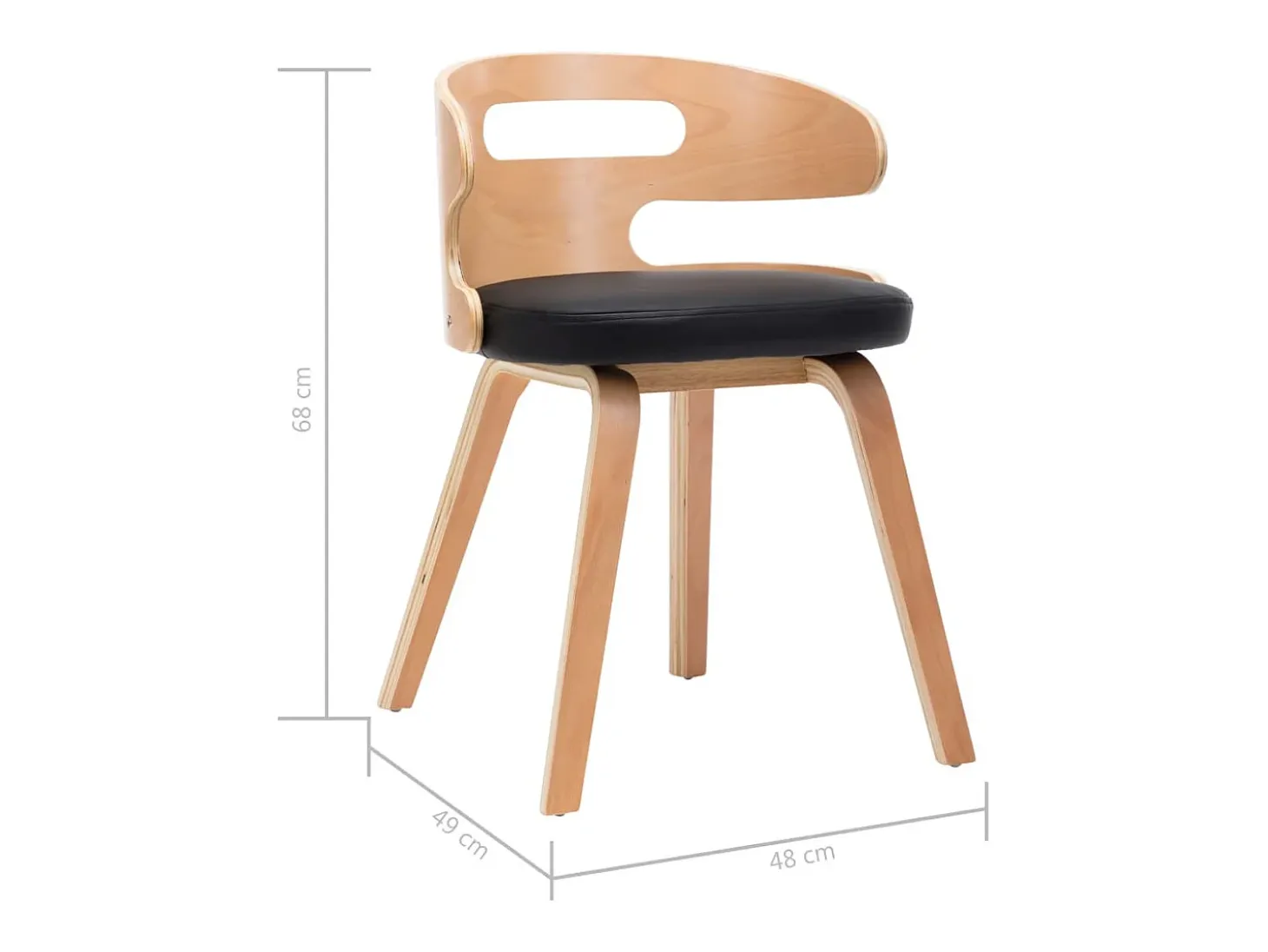 Sillas de comedor 2 unidades madera curvada y cuero sintético negro