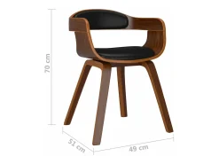 Sillas de comedor 6 unidades cuero sintético y madera curvada negro