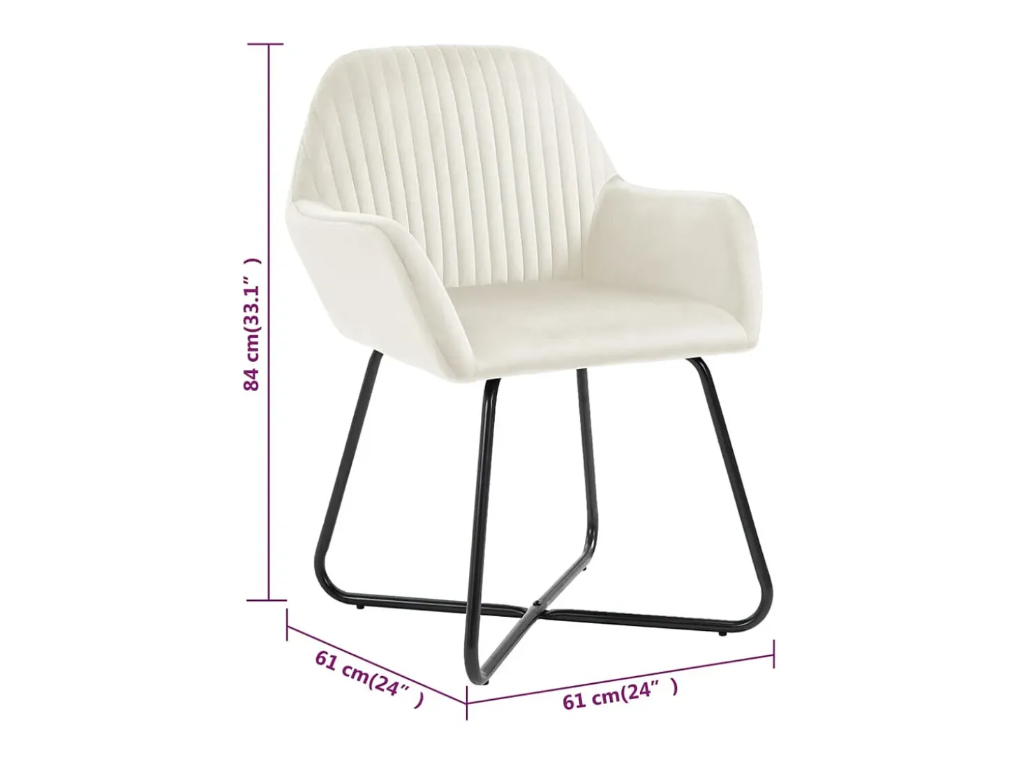 Sillas de comedor 4 unidades terciopelo crema
