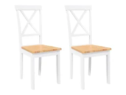 Sillas de comedor 2 unidades madera maciza de caucho blanco