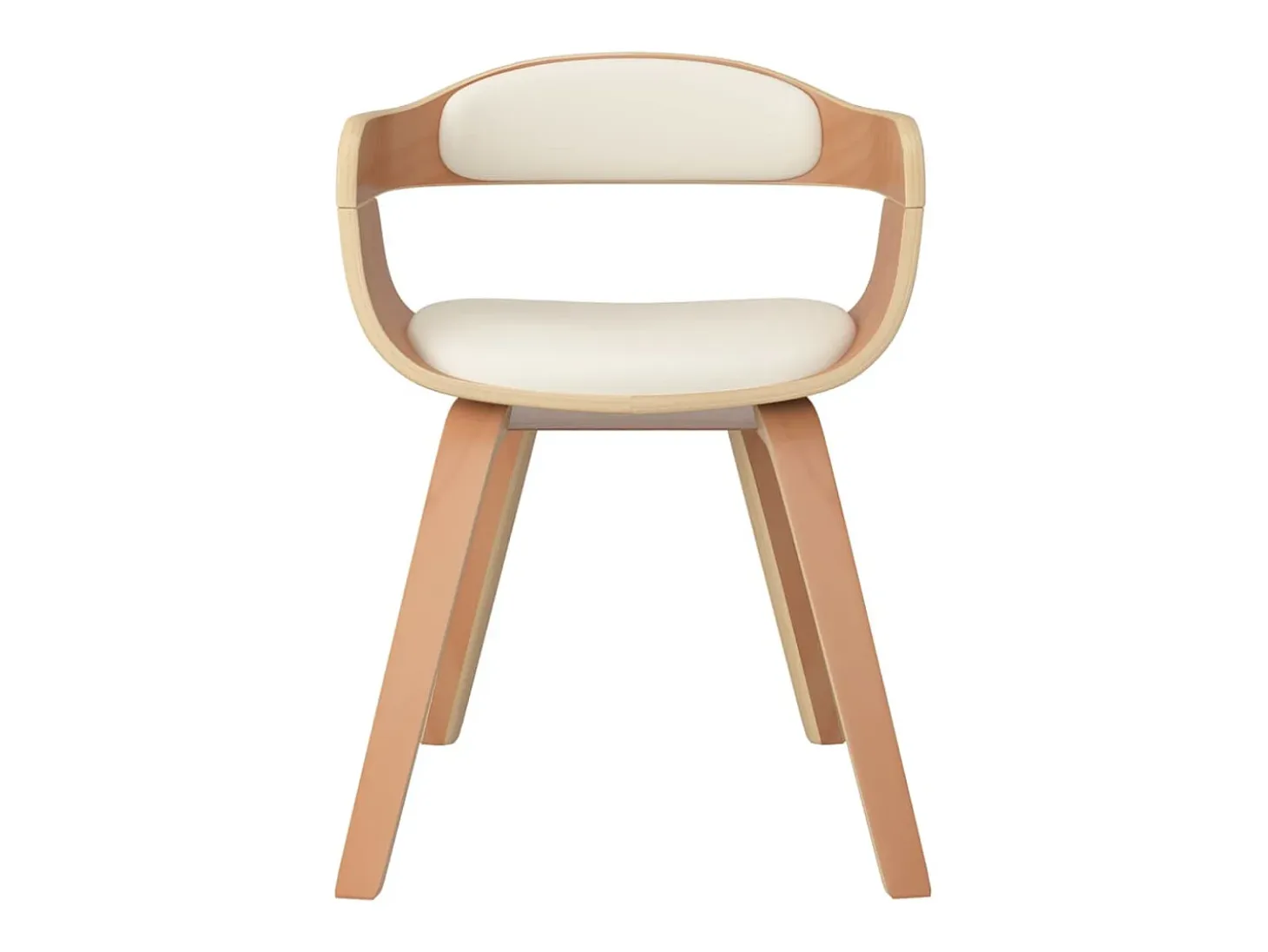 Sillas de comedor 2 unidades cuero sintético y madera curvada crema