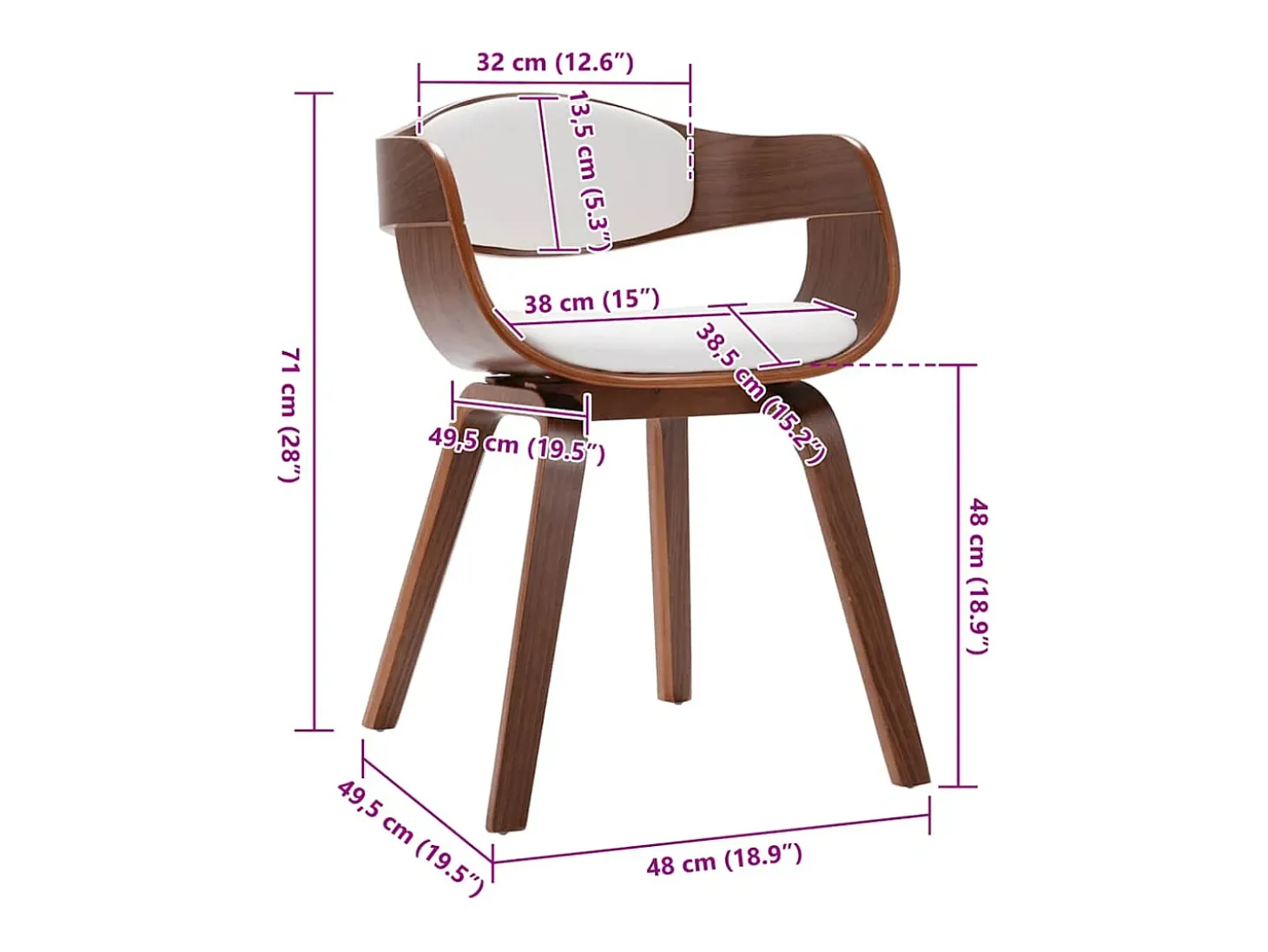 Sillas de comedor 2 unidades madera curvada y cuero sintético