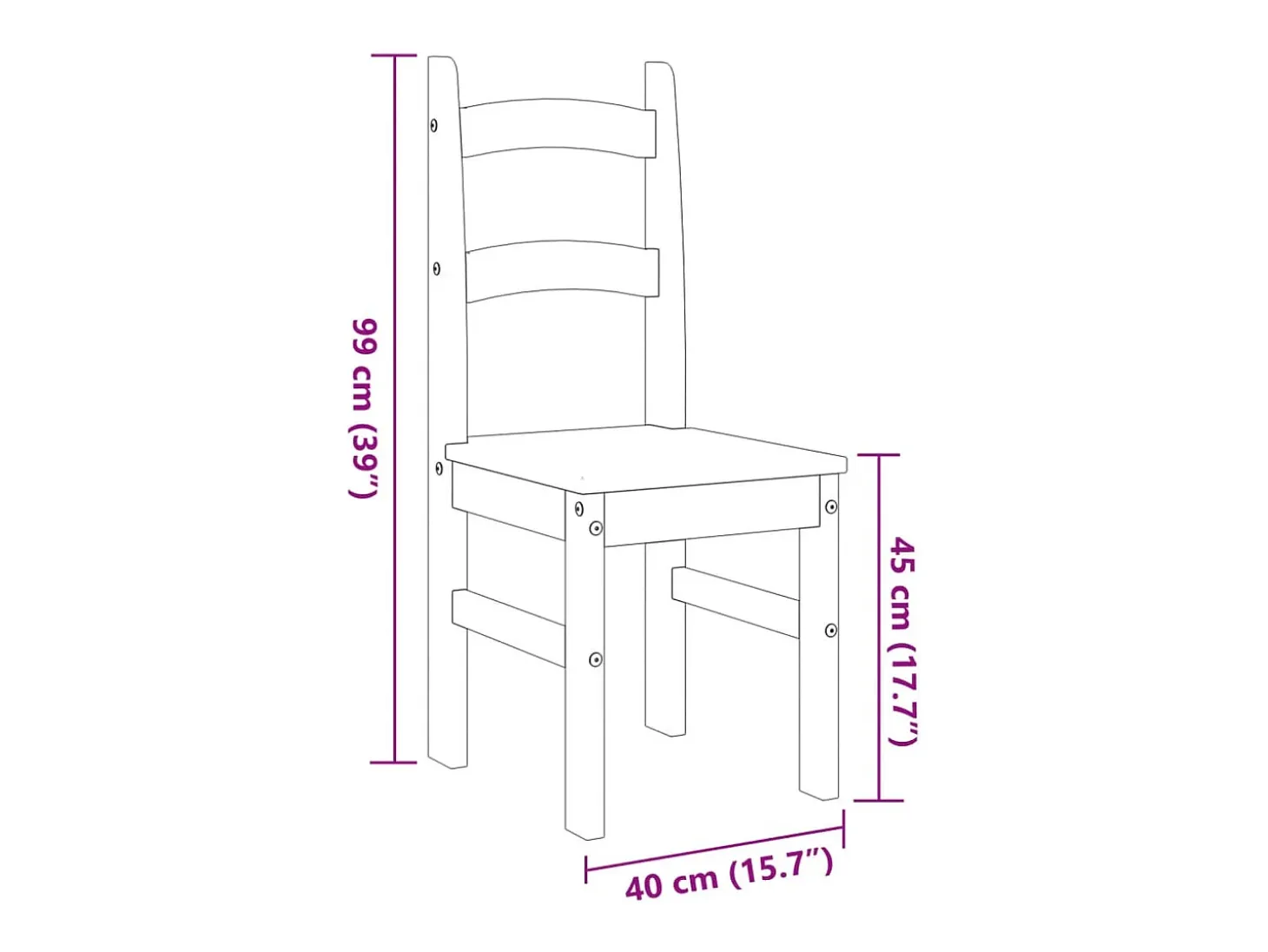Sillas de comedor 2 unidades madera maciza pino blanco 40x46x99 cm
