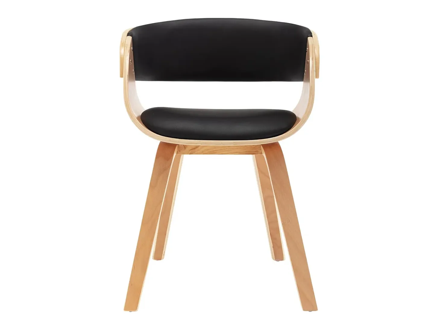 Sillas de comedor 4 unidades madera curvada cuero sintético negro