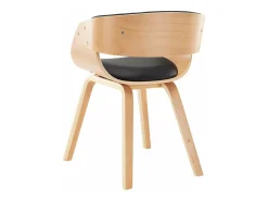Sillas de comedor 4 unidades madera curvada cuero sintético negro