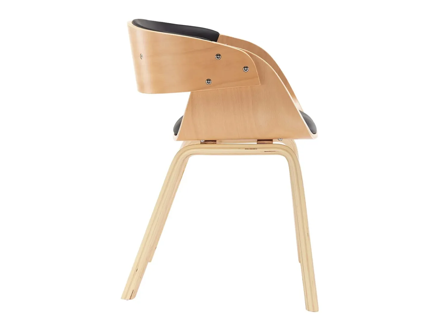 Sillas de comedor 4 unidades madera curvada cuero sintético negro