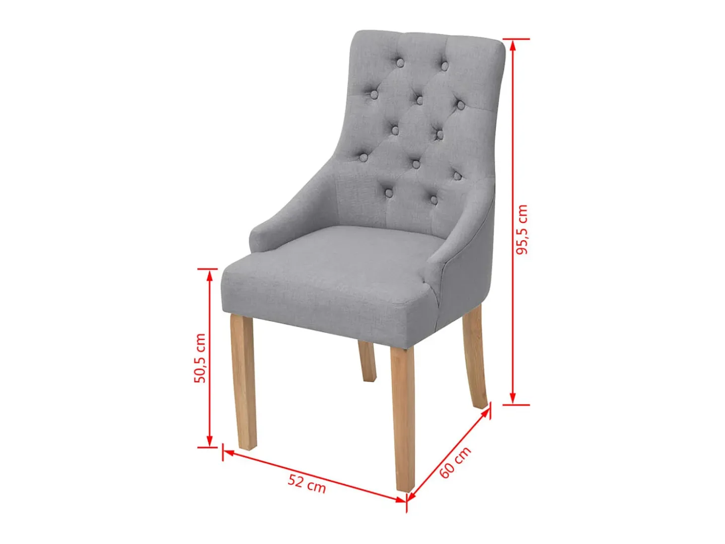 Sillas de comedor 6 unidades de tela gris claro
