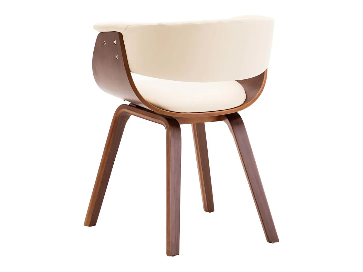 Sillas de comedor 4 unidades madera curvada y cuero sintético crema