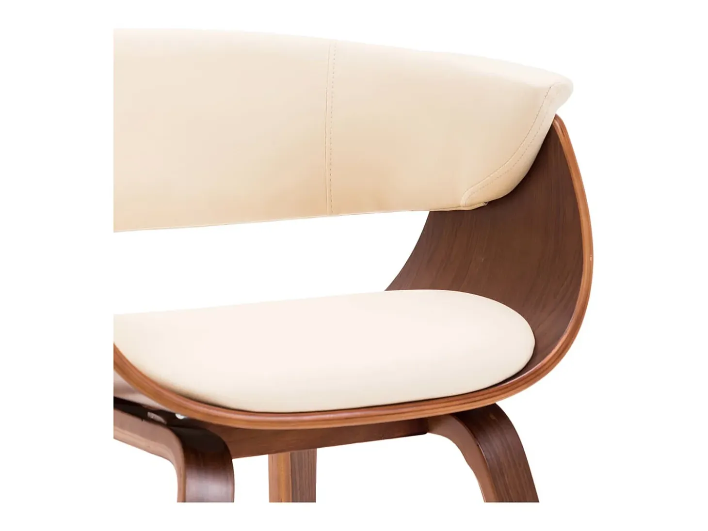 Sillas de comedor 4 unidades madera curvada y cuero sintético crema
