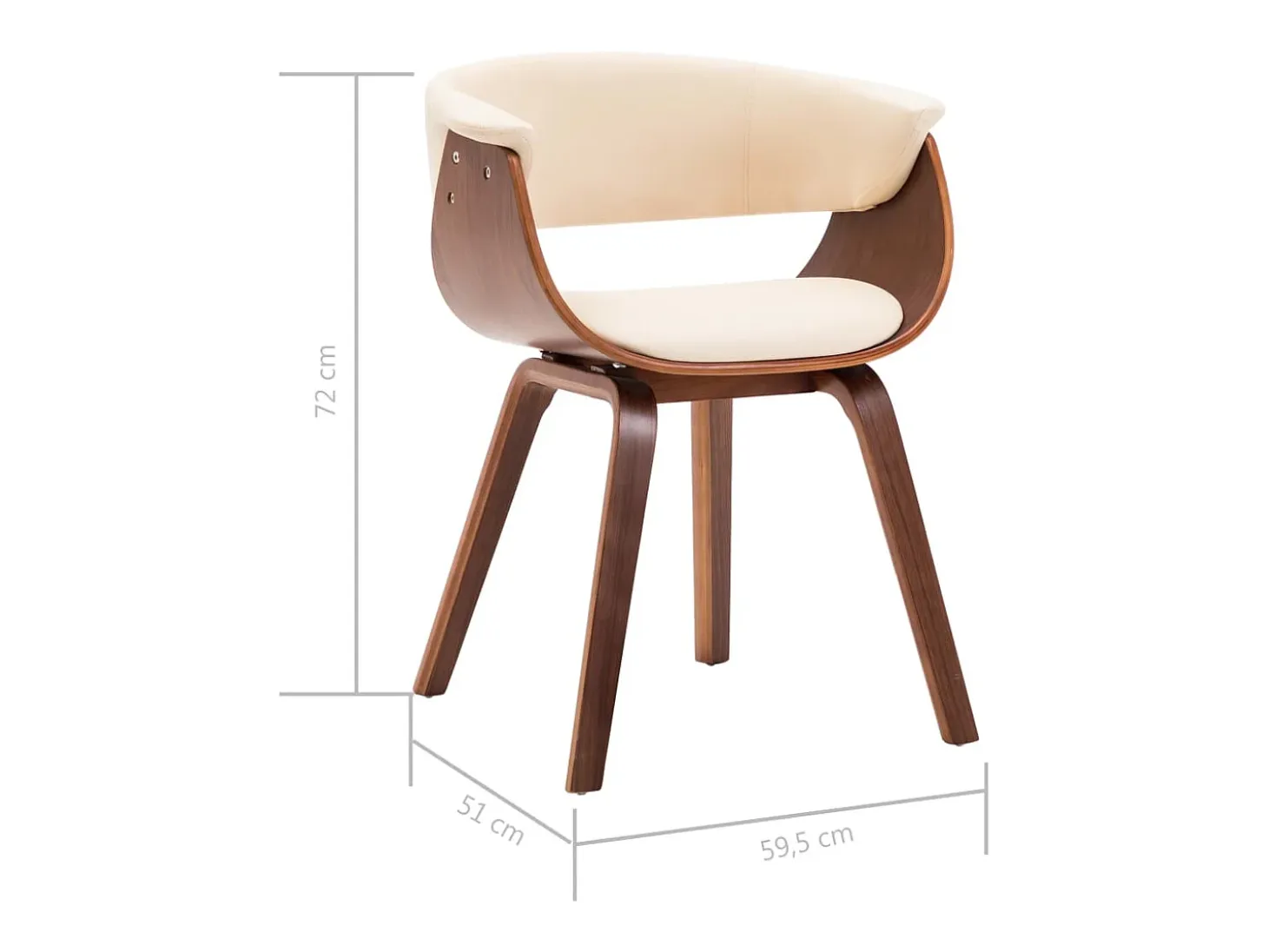 Sillas de comedor 4 unidades madera curvada y cuero sintético crema