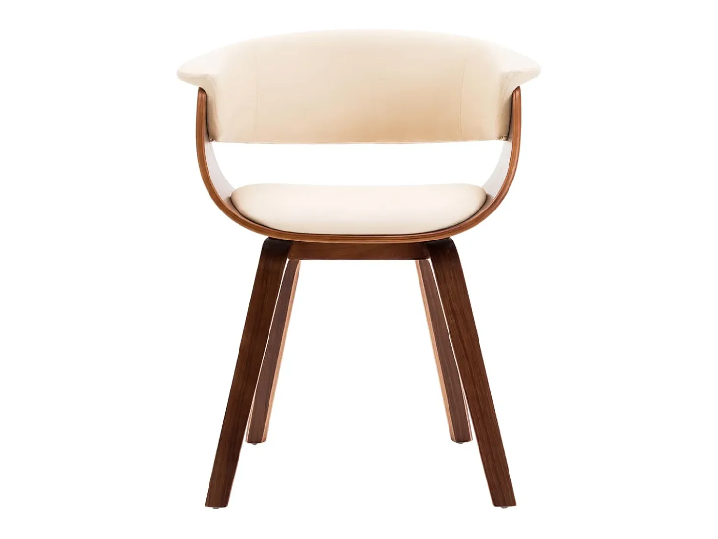 Sillas de comedor 4 unidades madera curvada y cuero sintético crema
