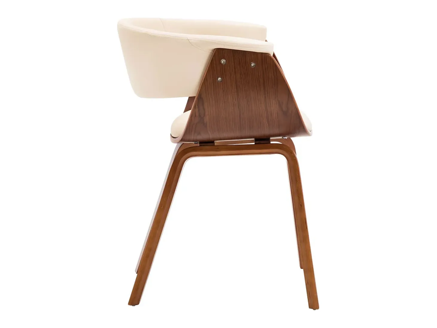 Sillas de comedor 4 unidades madera curvada y cuero sintético crema