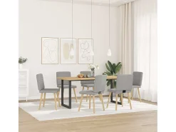 Sillas de comedor 6 unidades tela gris nube