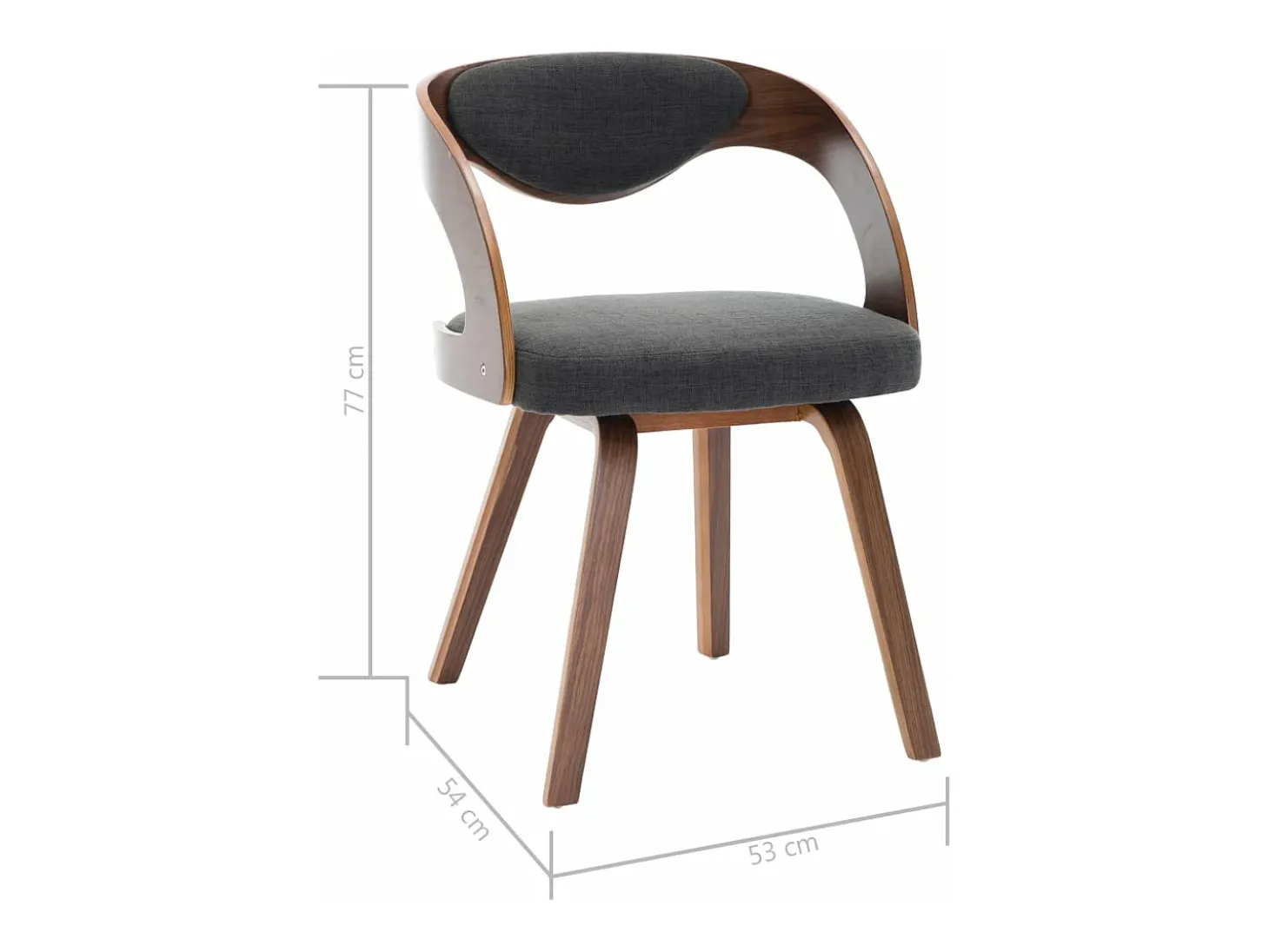 Sillas de comedor 4 unidades madera curvada y tela gris oscuro