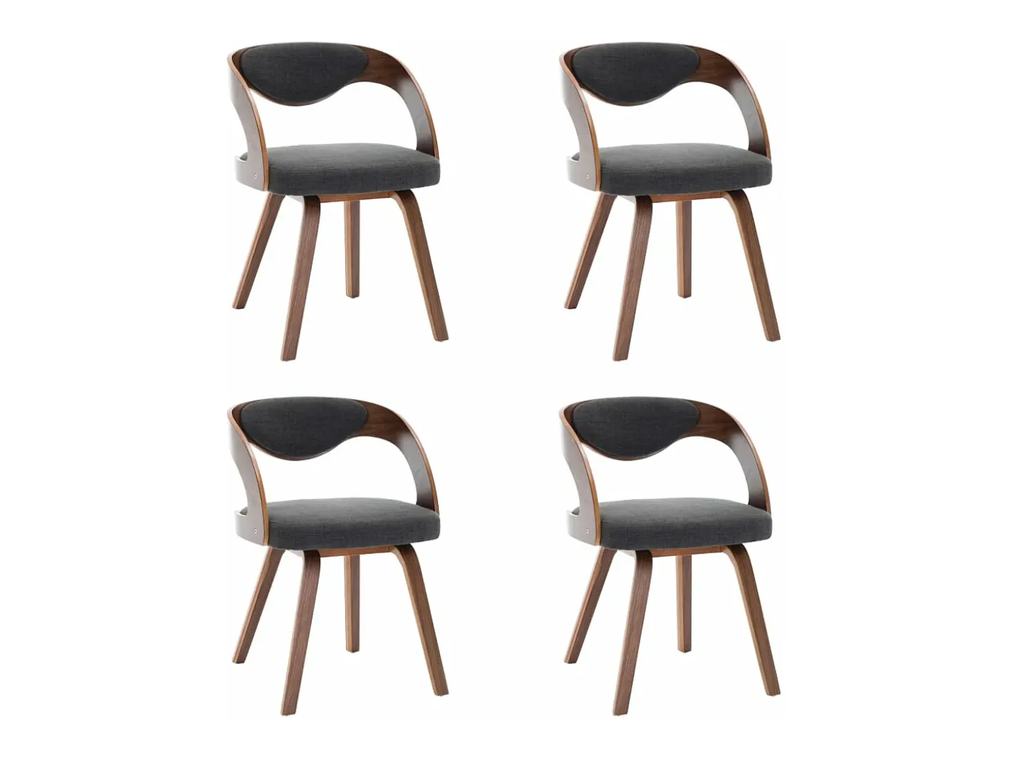 Sillas de comedor 4 unidades madera curvada y tela gris oscuro