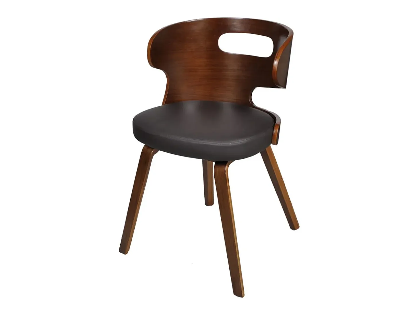 Sillas de comedor 4 unidades madera curvada piel sintética marrón