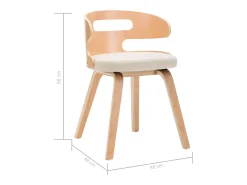 Sillas de comedor 2 unidades madera curvada y cuero sintético crema