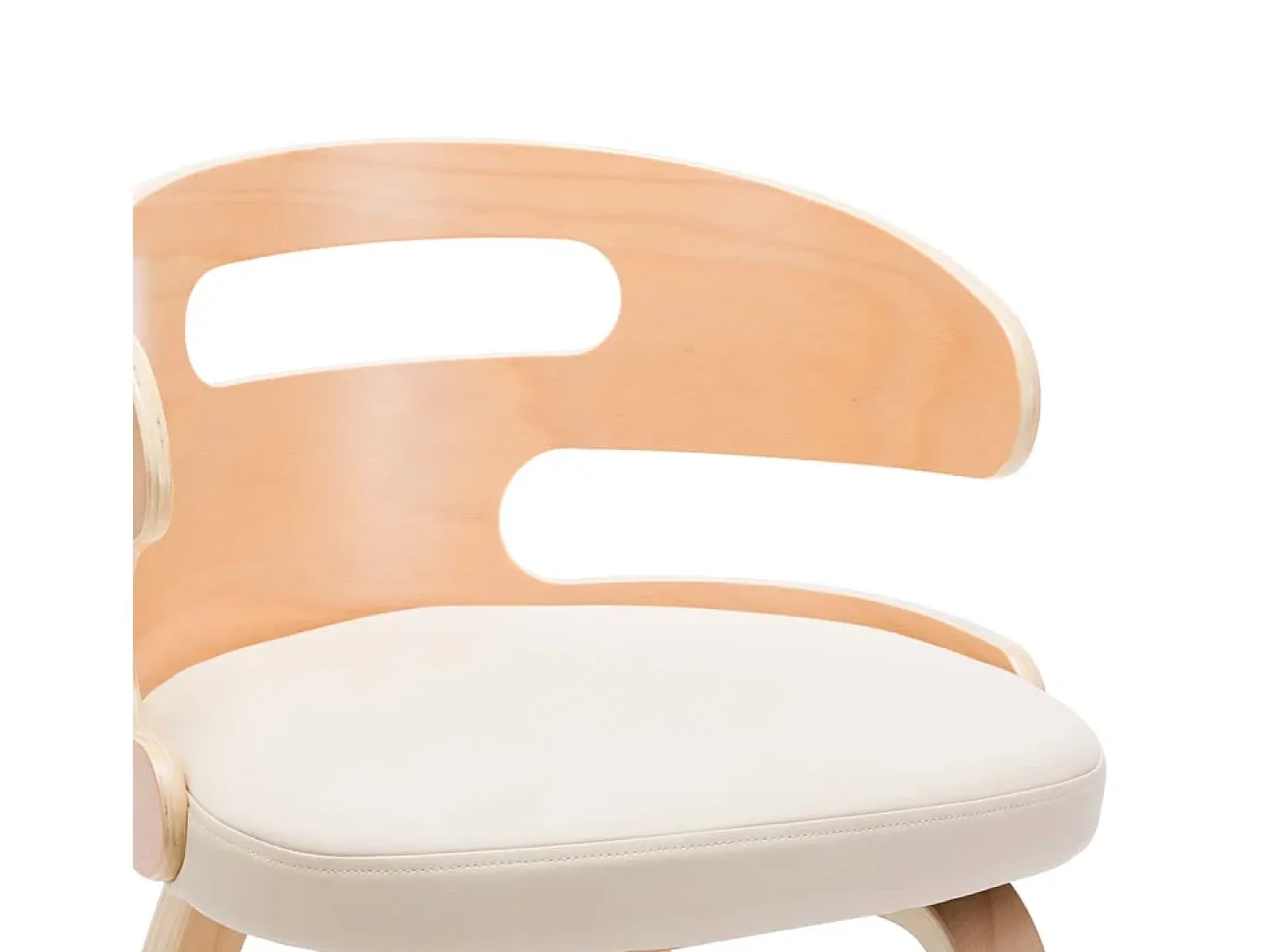 Sillas de comedor 2 unidades madera curvada y cuero sintético crema