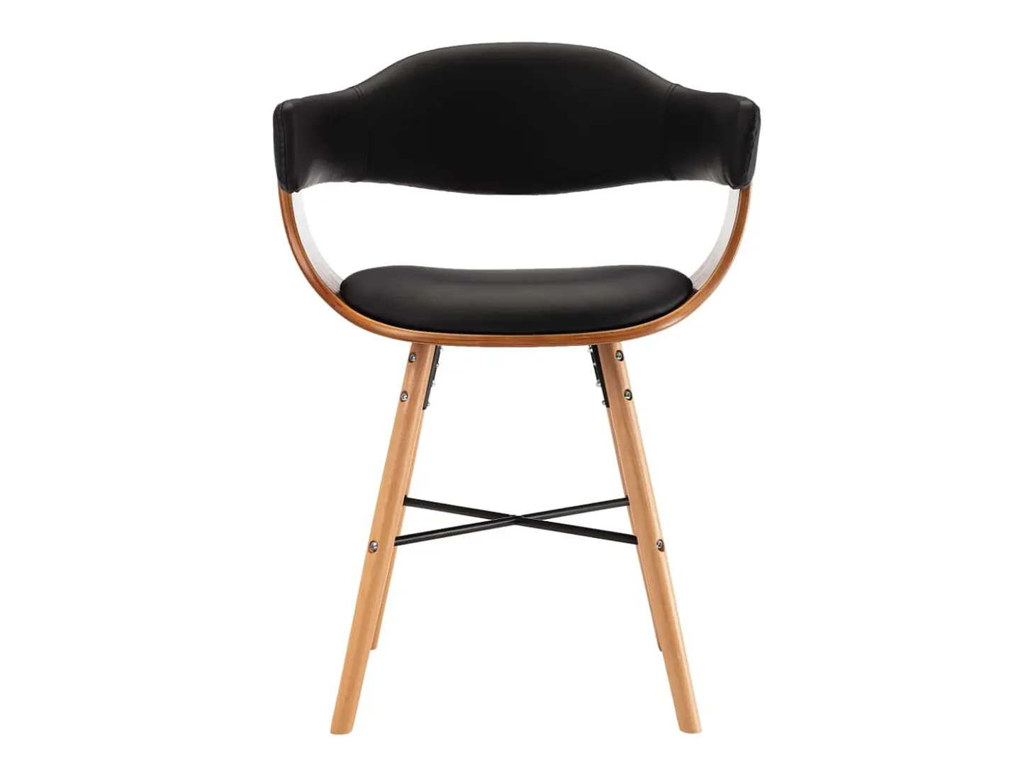 Sillas de comedor 2 unidades cuero sintético y madera curvada negro