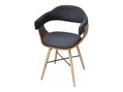 Sillas de comedor 2 unidades madera curvada y tela gris oscuro