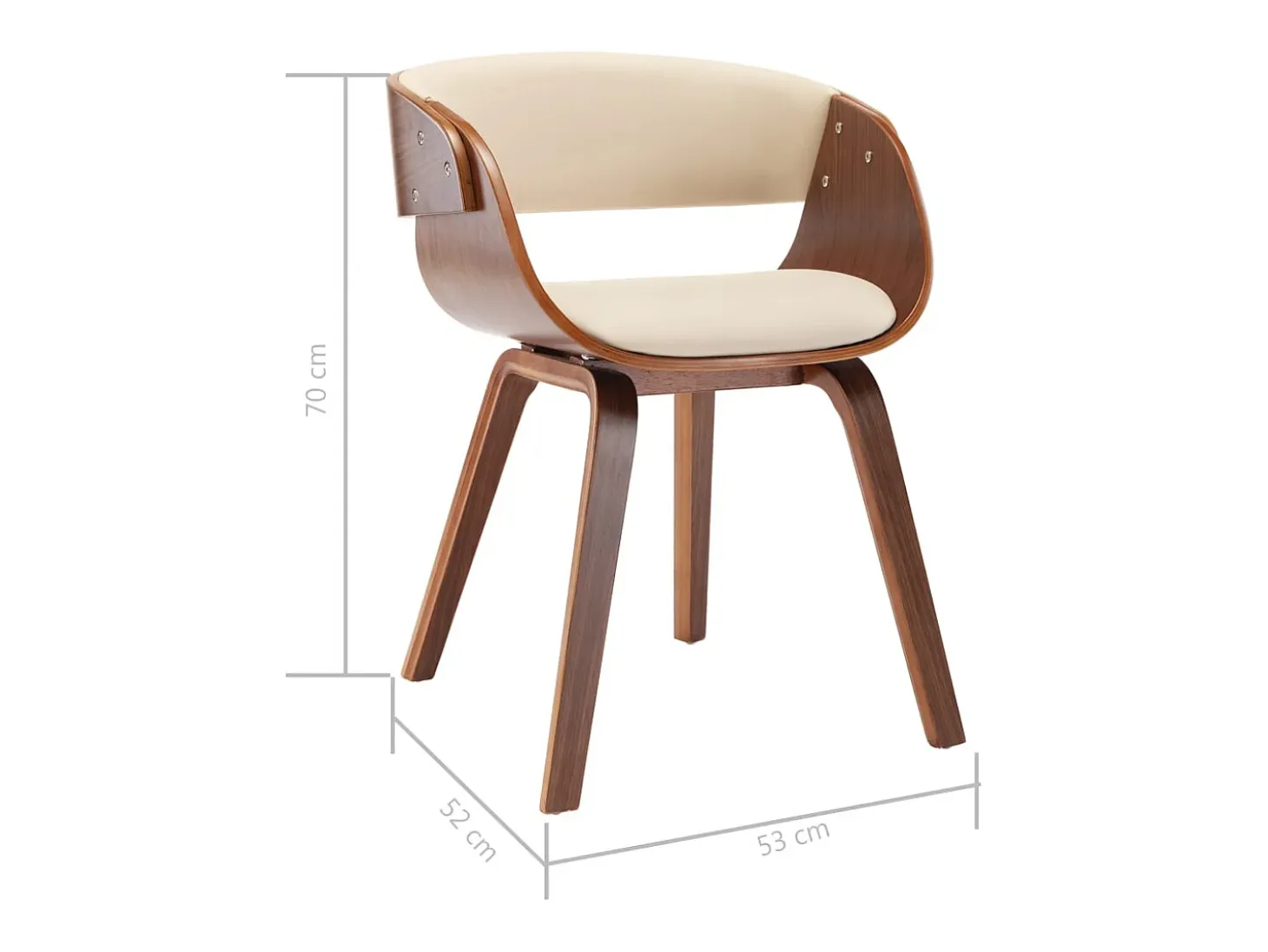 Sillas de comedor 4 unidades madera curvada y cuero sintético crema