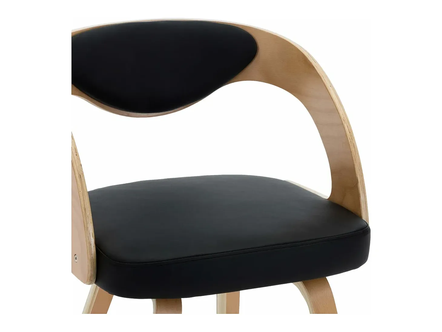 Sillas de comedor 2 unidades madera curvada y cuero sintético negro