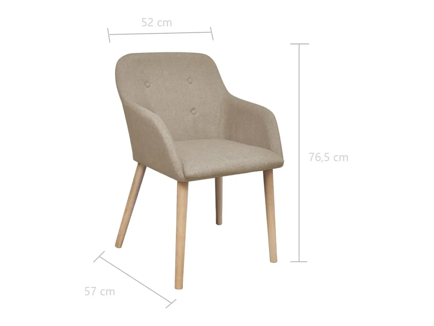 Sillas de comedor 4 unidades tela beige y madera maciza roble
