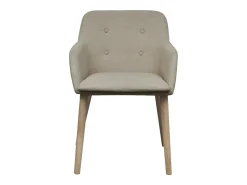 Sillas de comedor 4 unidades tela beige y madera maciza roble