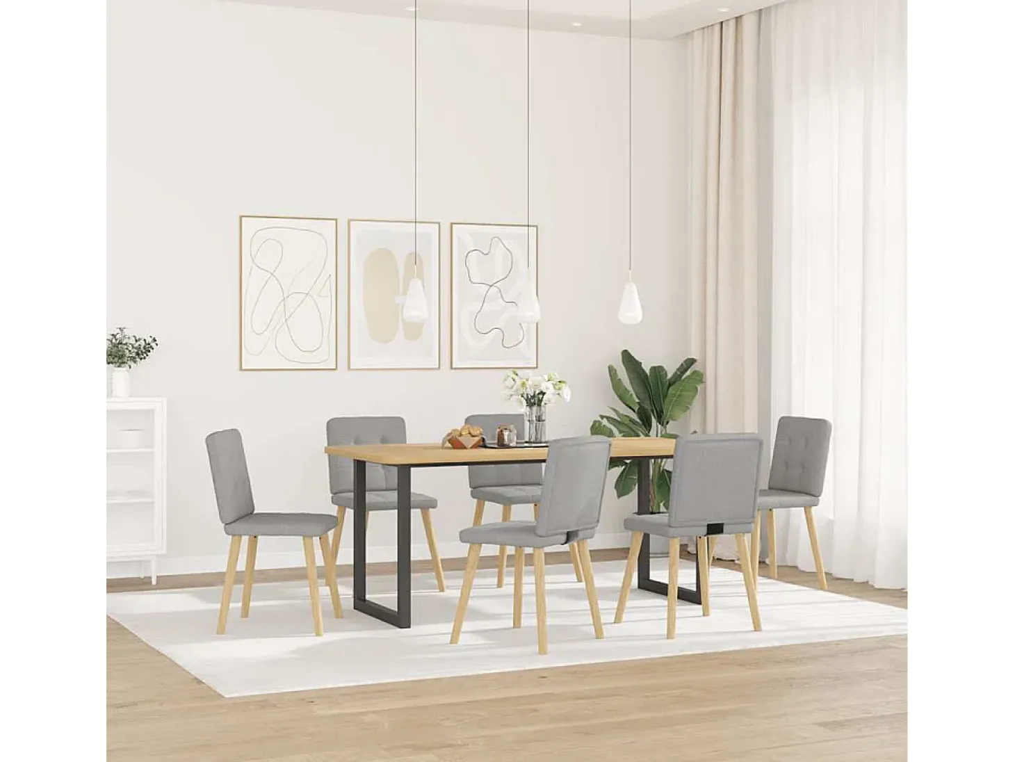 Sillas de comedor 6 unidades tela gris nube