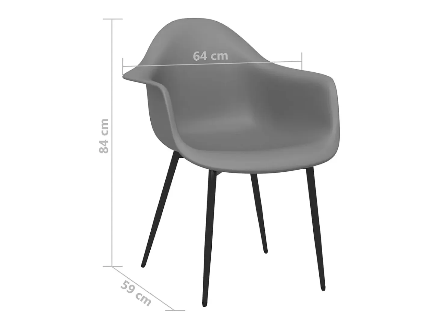 Sillas de comedor 4 unidades gris PP