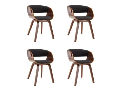 Sillas de comedor 4 unidades de madera curvada y tela gris
