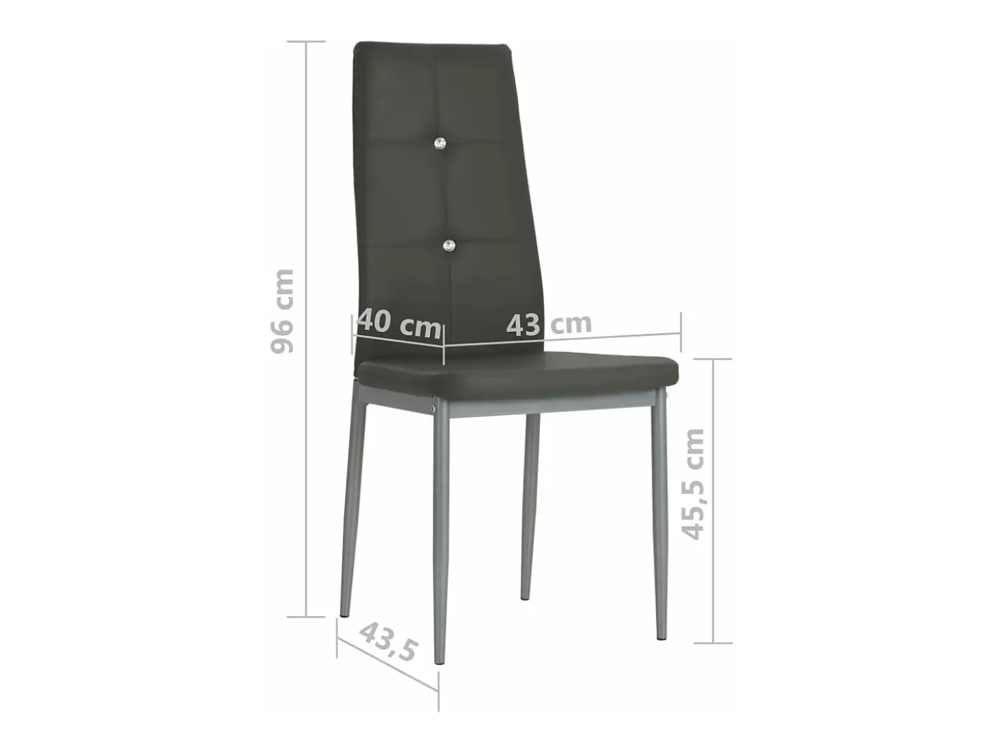 Sillas de comedor 2 unidades cuero sintético gris