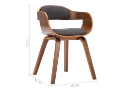 Sillas de comedor 4 unidades tela y madera curvada gris oscuro