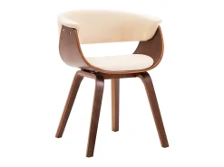 Sillas de comedor 2 unidades madera curvada y cuero sintético crema