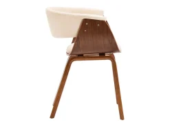 Sillas de comedor 2 unidades madera curvada y cuero sintético crema