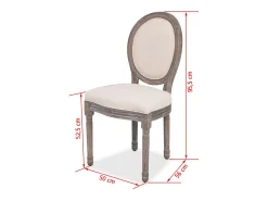 Sillas de comedor 6 unidades tela color crema