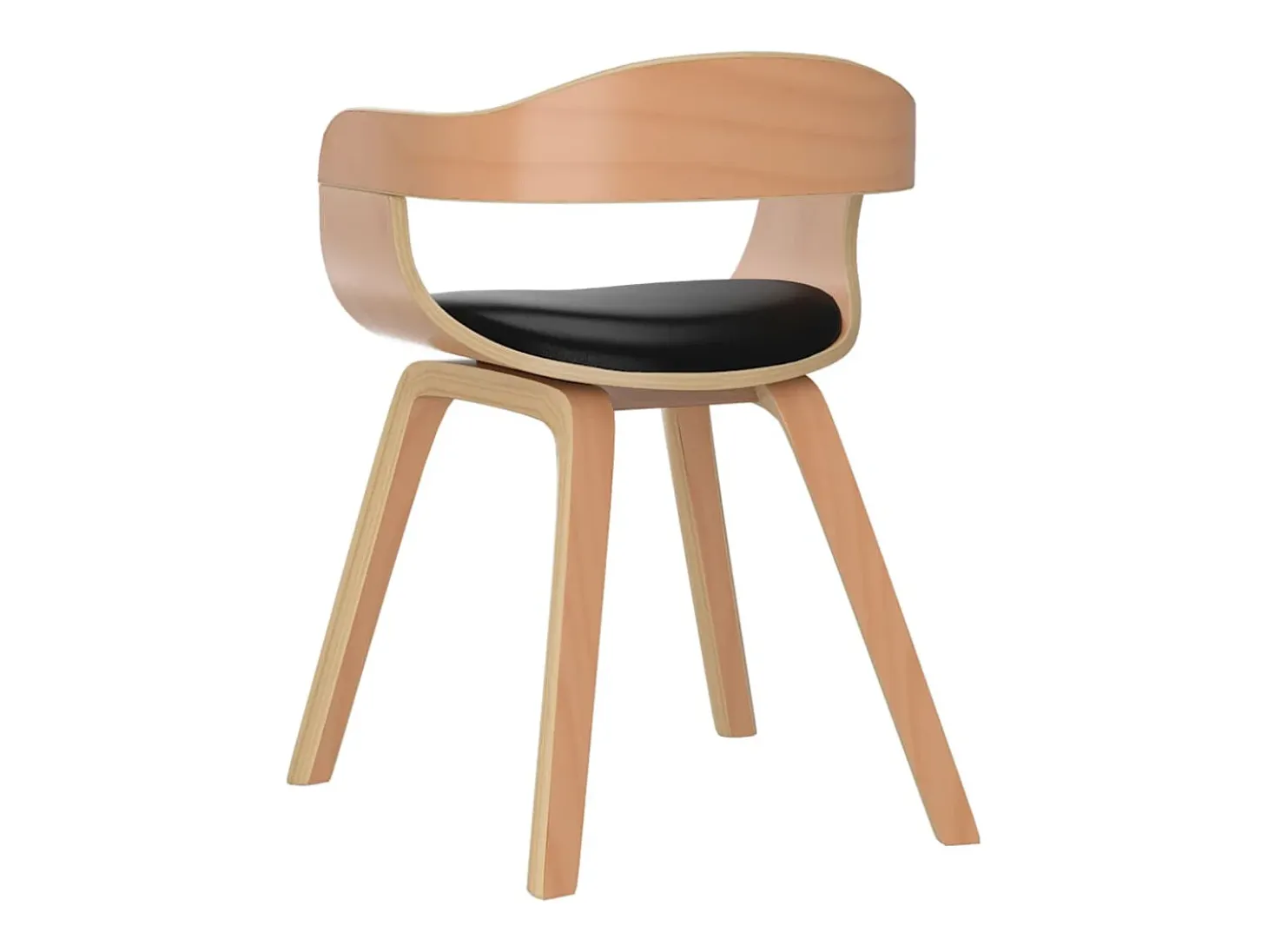 Sillas de comedor 6 unidades cuero sintético y madera curvada negro