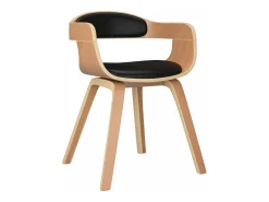 Sillas de comedor 6 unidades cuero sintético y madera curvada negro