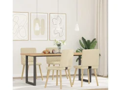 Sillas de comedor 4 unidades tela color crema
