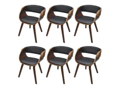 Sillas de comedor 6 unidades cuero sintético marrón