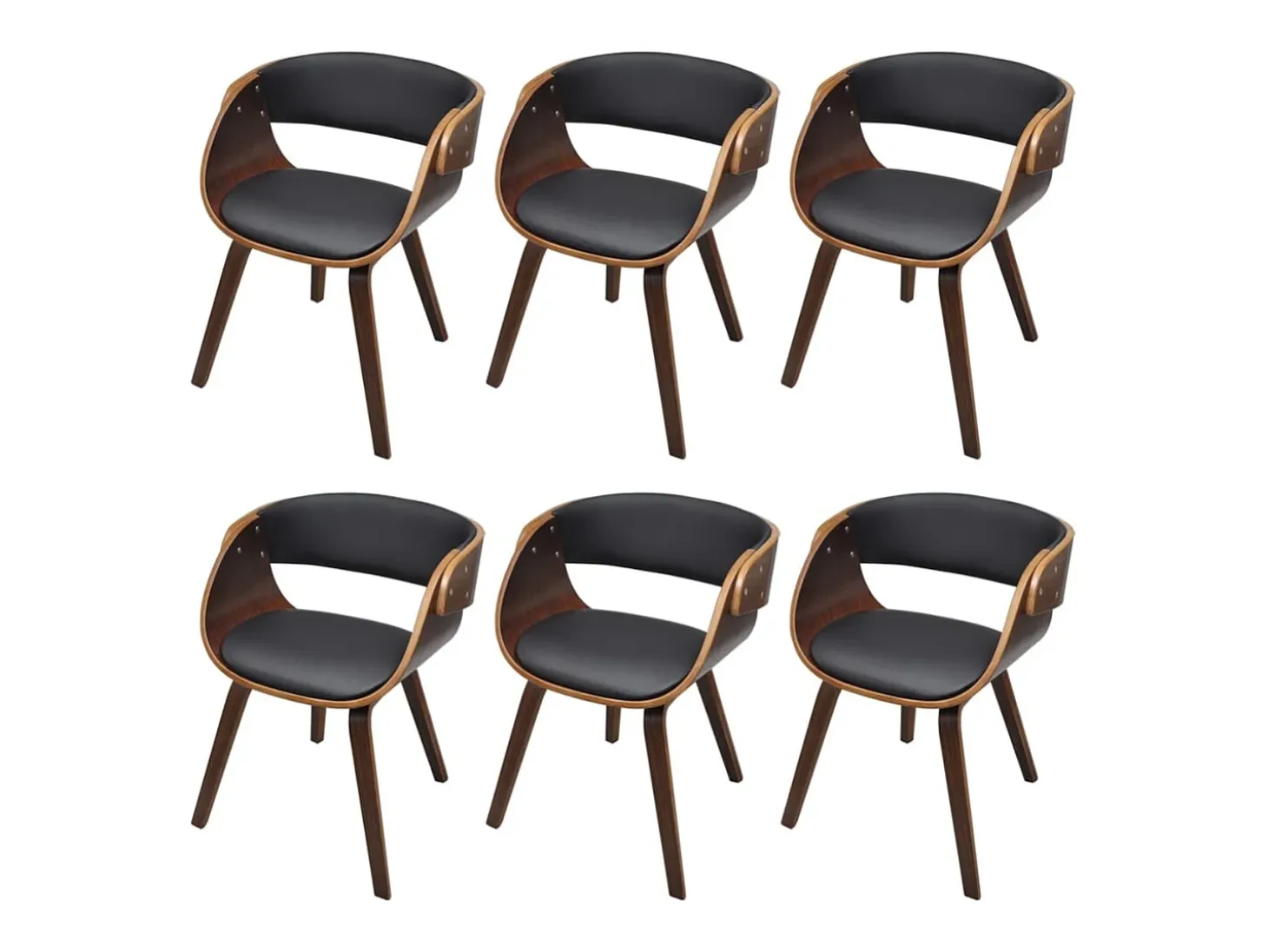Sillas de comedor 6 unidades cuero sintético marrón